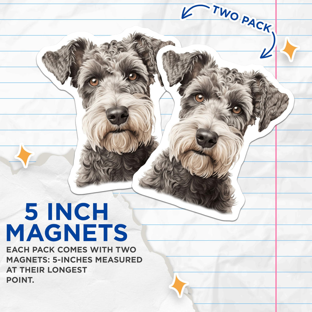 (2 Pack) Schnauzer Magnets - Dog Lover Decor - Pet Portrait Art - 5 Inches On Longest Side - Thick Durable Magnet - Made in USA - MAG24909