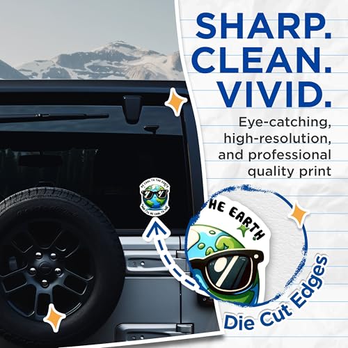 (2 Pack) Be Cool to The Earth Stickers - Eco-Friendly Message - Environmental Awareness - 5" On Longest Side - Sticks to Smooth Flat Surfaces - Made in USA - BMCS9754