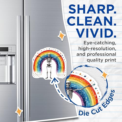 (2 Pack) Skeleton Rainbow Magnets - Fun Skeleton Decor - Vibrant Rainbow Skeleton Art - 5" On Longest Side - for Cars, Fridges, Toolboxes - Made in USA - MAG7166