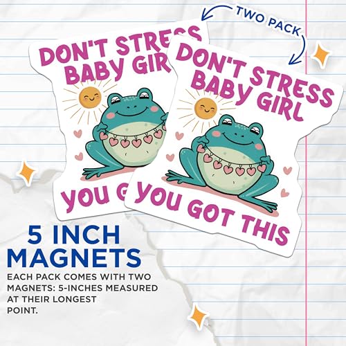 (2 Pack) Encouragement Frog Magnets - Inspirational Quote - Cute Animal - Motivational Decor - 5" On Longest Side - for Cars, Fridges, Toolboxes - Made in USA - MAG5625