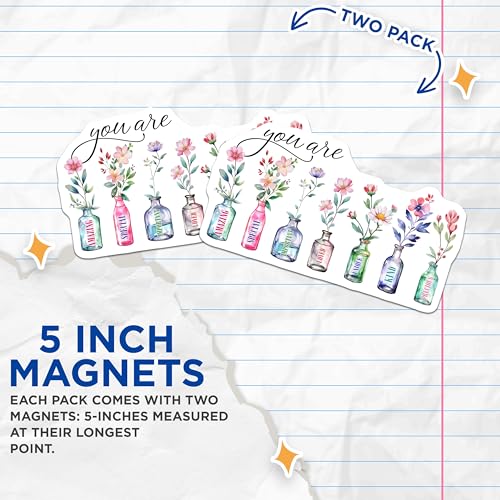 (2 Pack) Inspirational Quotes Magnets Magnets - Positive Affirmations - Floral Watercolor Bottles - 5" On Longest Side - Made in USA - Sticks to Refrigerators & Metal Surfaces - MAG8586