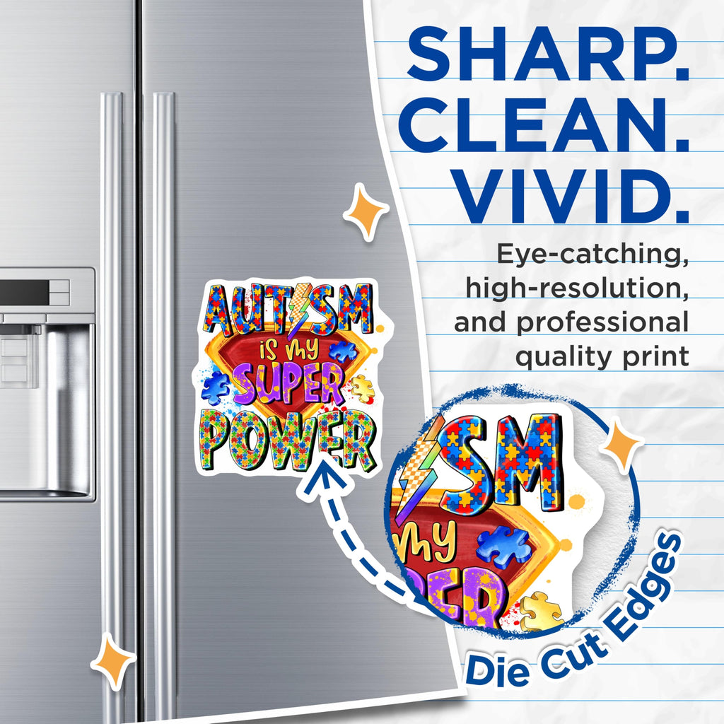 (2 Pack) Autism Super Power Magnets - Neurodiversity Awareness - Inclusive Support Statement - Fridge Locker Magnets - 5 Inches On Longest Side - Thick Durable Magnet - Made in USA - MAG26472