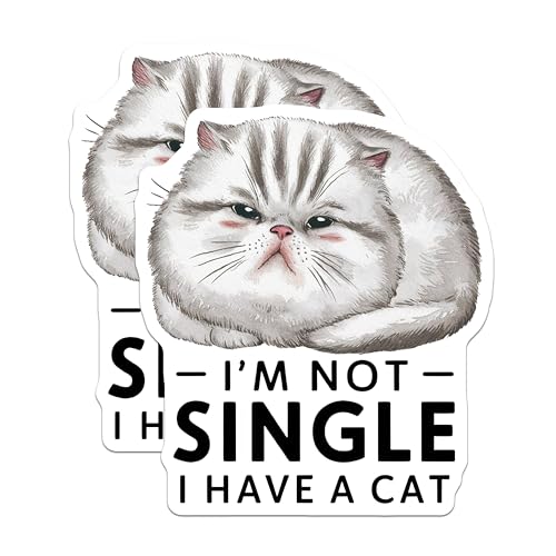 (2 Pack) I'm Not Single I Have A Cat Magnets - Funny Cat Lover Magnets - Cute Cat Statement Magnets - 5" On Longest Side - for Cars, Refrigerators, Toolboxes, Lockers - Made in USA BMCS3461