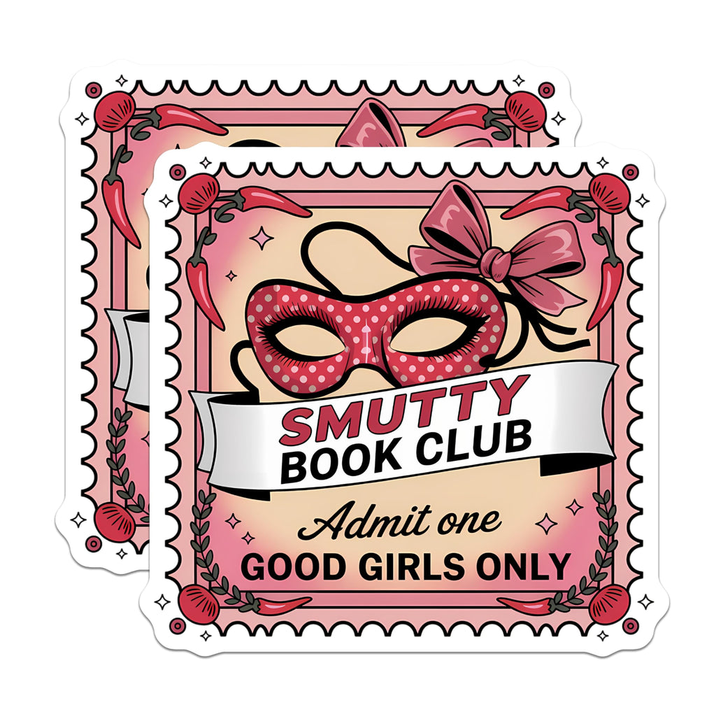 (2 Pack) Smutty Book Club Magnets - Admit One Magnet - Good Girls Only Accessory - 5" On Longest Side - Premium Magnet - for Cars, Refrigerators, Toolboxes, Lockers - Made in USA - MAG14353