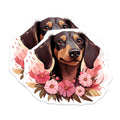 (2 Pack) Dachshund Dog Magnets - Adorable Floral Doxie Art Design - Pet Lover Refrigerator Home Kitchen Decor Accessory - 5 Inches On Longest Side - Thick Durable Magnet - Made in USA - MAG24314