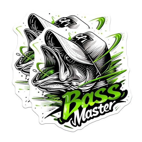 (2 Pack) Bass Master Magnets - Fishing Enthusiast Magnets - Fisherman Hat Magnets - 5" On Longest Side - for Cars, Refrigerators, Toolboxes, Lockers - Made in USA BMCS3357