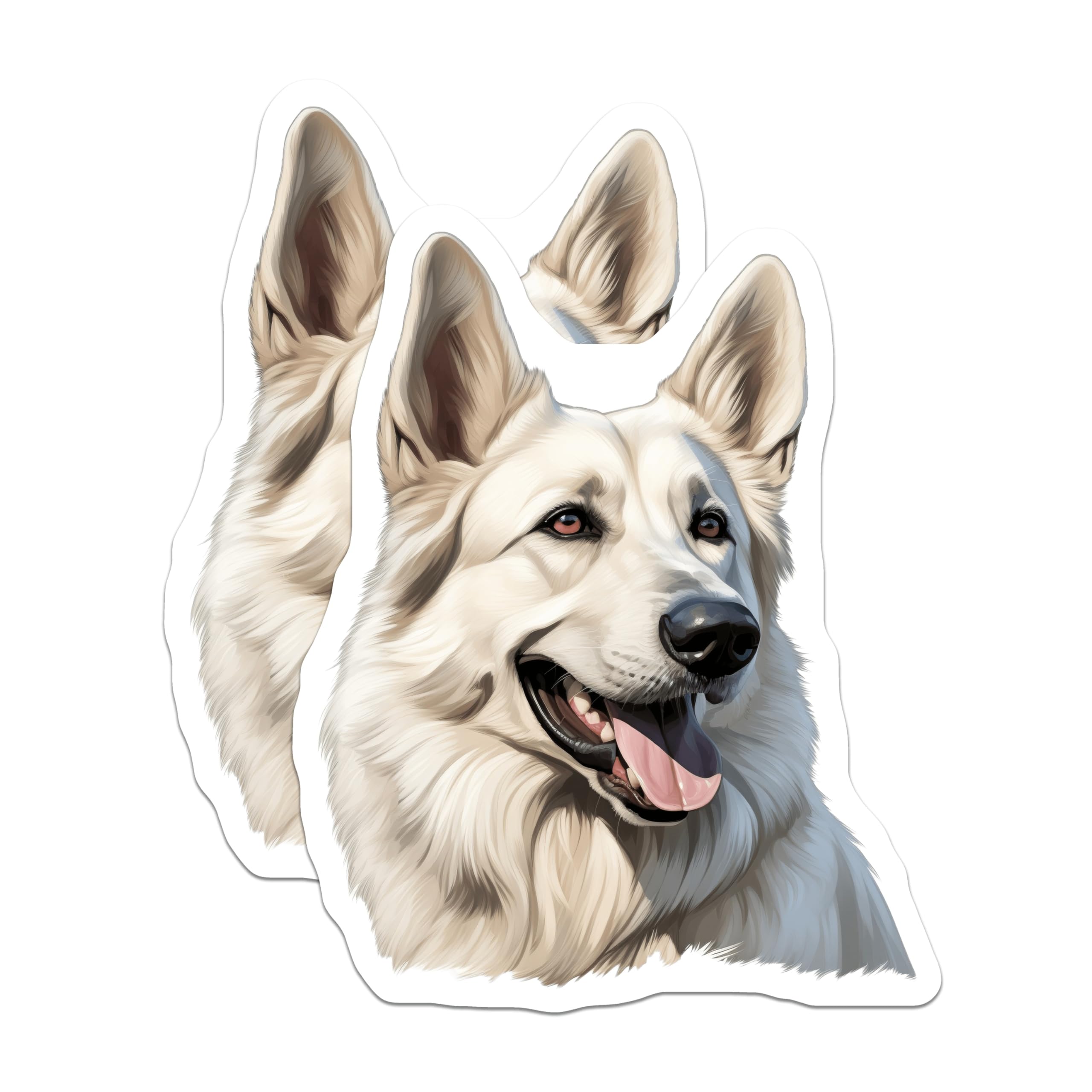 (2 Pack) White German Shepherd Magnets - Pet Lover Decor - Dog Breed Art Canine Home - 5 Inches On Longest Side - Thick Durable Magnet - Made in USA - MAG29513