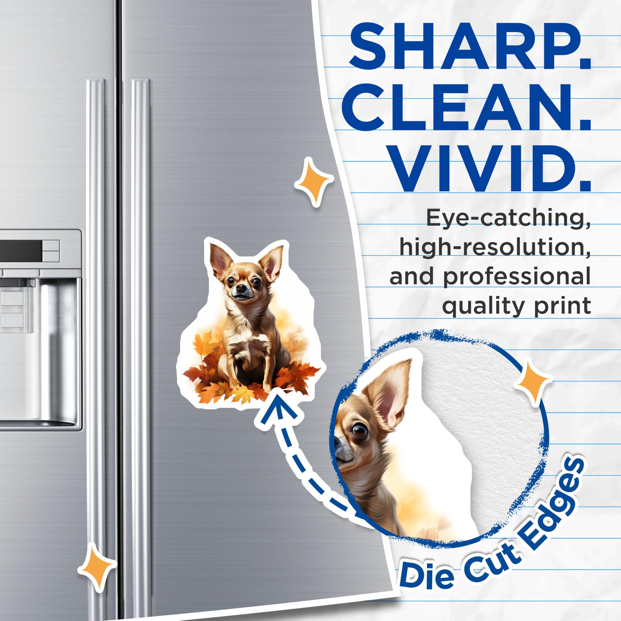 (2 Pack) Adorable Chihuahua Magnets - Fall Dog Art - Autumn Pet Lover Refrigerator Decor - 5 Inches On Longest Side - Thick Durable Magnet - Made in USA - MAG28972