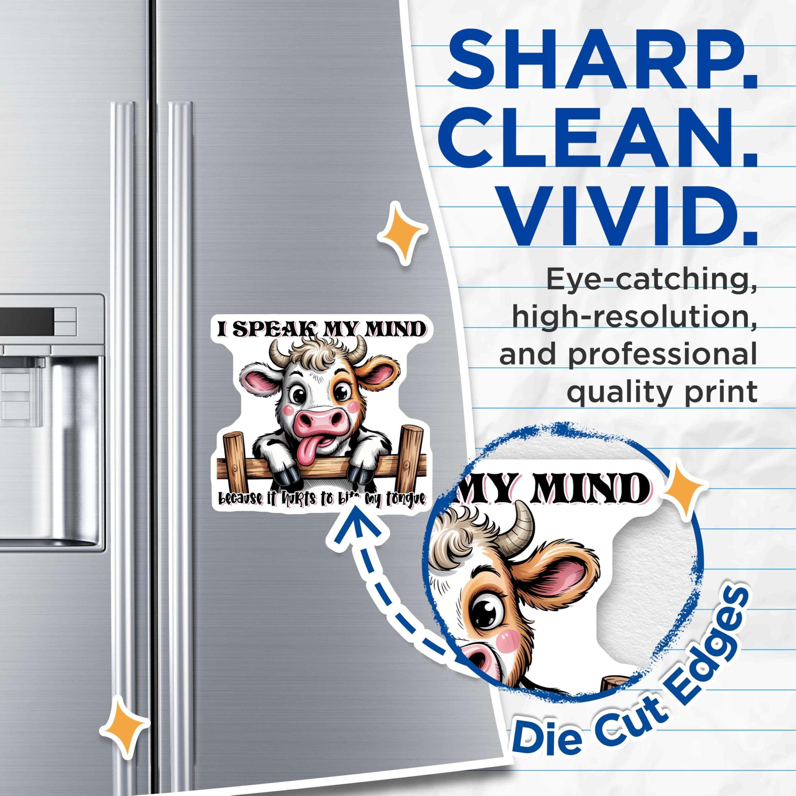 (2 Pack) Cow Magnets - Funny Sayings Magnet - Refrigerator Magnets - 5" On Longest Side - Premium Magnet - for Cars, Refrigerators, Toolboxes, Lockers - Made in USA - MAG14692