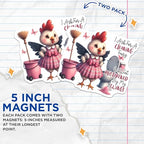 (2 Pack) Chicken Cleaning Fairy Magnets - Funny Cleaning - Humorous Kitchen Magnets - 5" On Longest Side - for Cars, Fridges, Toolboxes - Made in USA - MAG4504
