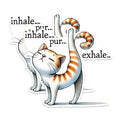 (2 Packs) Inhale Pur Exhale Funny Cat Doing Yoga Stickers - Cat Mediating Yogi Decals - 5 Inches On Longest Side - Premium Vinyl Decal - Sticks to Any Smooth Flat Surface - Made in USA - BMCS2432
