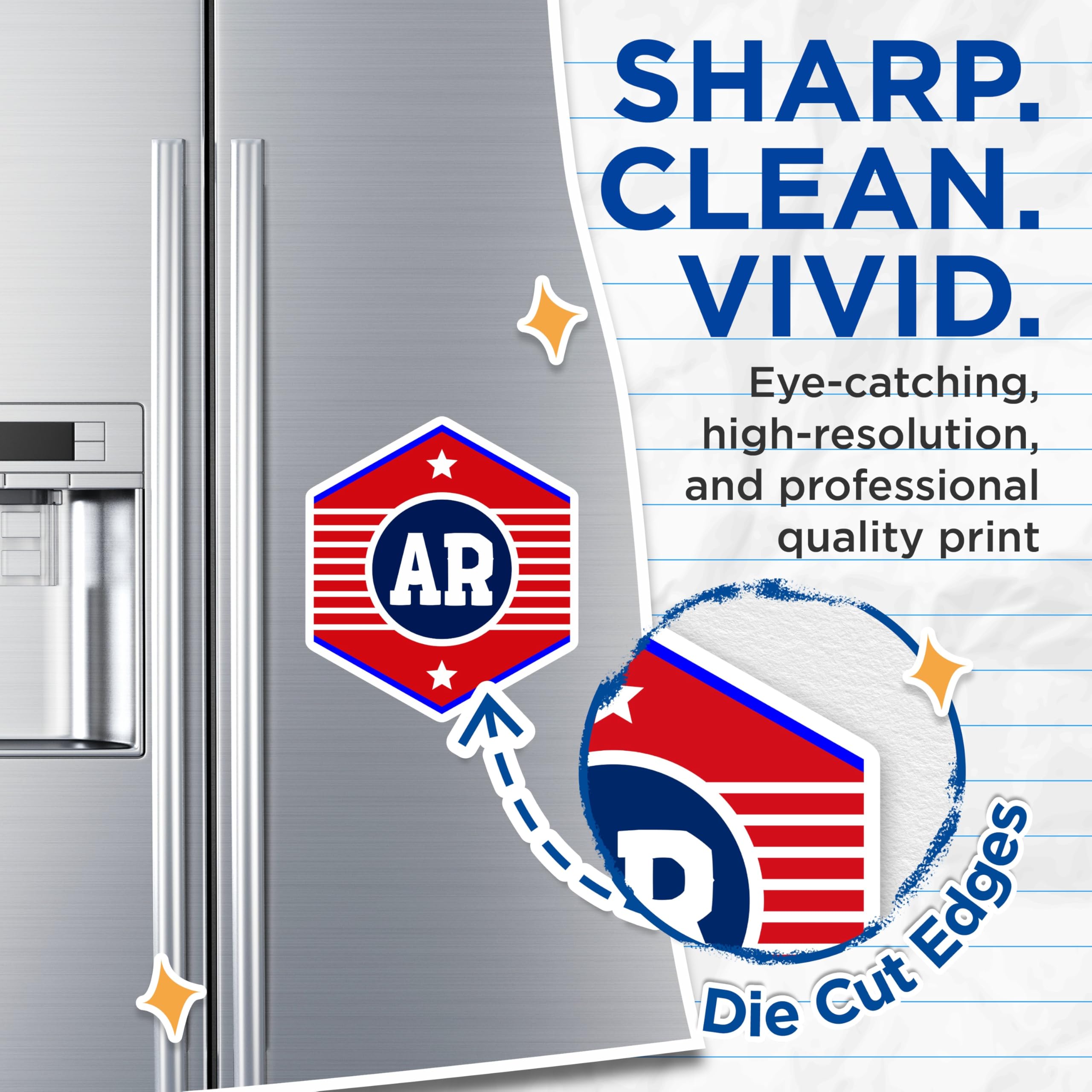 (2 Pack) AR Initial Magnets - Red White and Blue Logo - Letter AR Fridge Decor - 5" On Longest Side - Premium Magnet - for Cars, Refrigerators, Toolboxes, Lockers - Made in USA - MAG17195