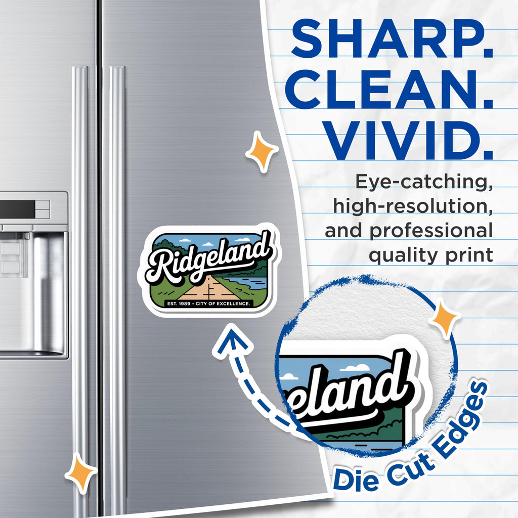 (2 Pack) Ridgeland Mississippi Magnets - City of Excellence EST 1989 - Travel Souvenir Home Decor Refrigerator Magnets - 5 Inches On Longest Side - Thick Durable Magnet - Made in USA - MAG19383