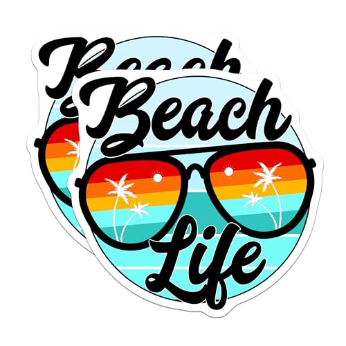 (2 Pack) Beach Life Magnets - Summer Vacation - Tropical Beach Souvenirs - 5" On Longest Side - for Cars, Fridges, Toolboxes - Made in USA - MAG3869