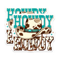 (2 Pack) Howdy Cowboy Hat Magnets - Western Ranch Decor - Cow Print Fridge Accent - Country Style Aesthetic - 5 Inches On Longest Side - Thick Durable Magnet - Made in USA - MAG37088