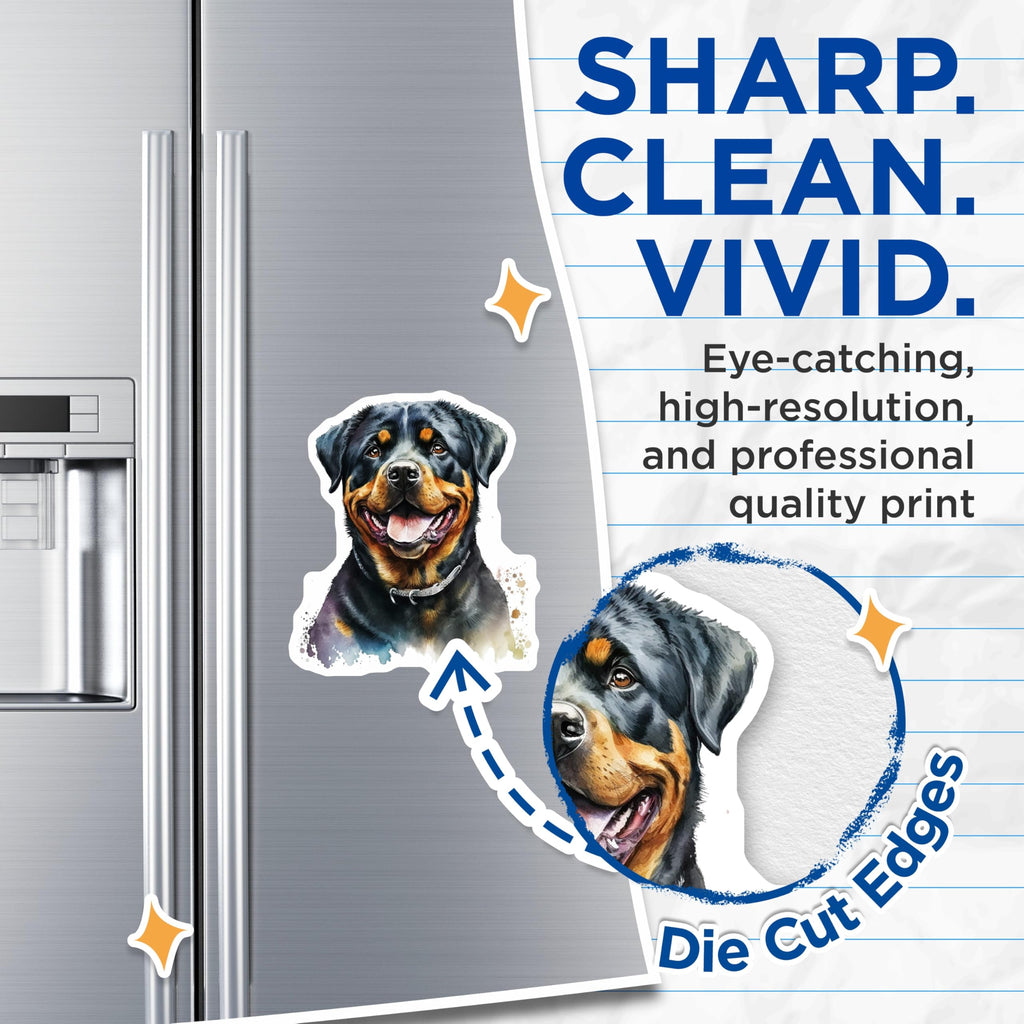 (2 Pack) Rottweiler Dog Magnets - Cute Pet Portrait - Refrigerator Decor - 5" On Longest Side - Premium Magnet - for Cars, Refrigerators, Toolboxes, Lockers - Made in USA - MAG14130
