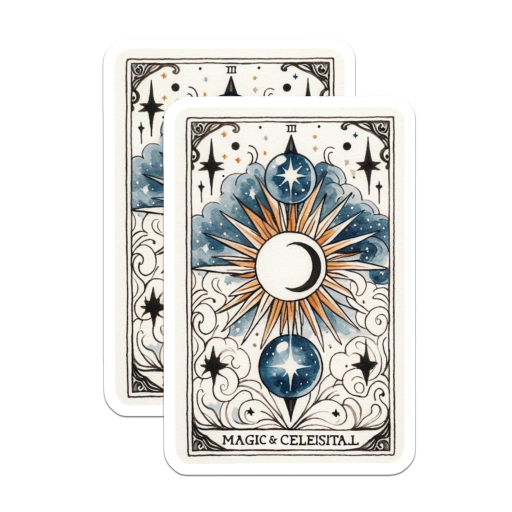 (2 Pack) Celestial Sun Moon Magnets - Magic Star Tarot - Mystical Fridge Decor - 5" On Longest Side - Premium Magnet - for Cars, Refrigerators, Toolboxes, Lockers - Made in USA - MAG15520
