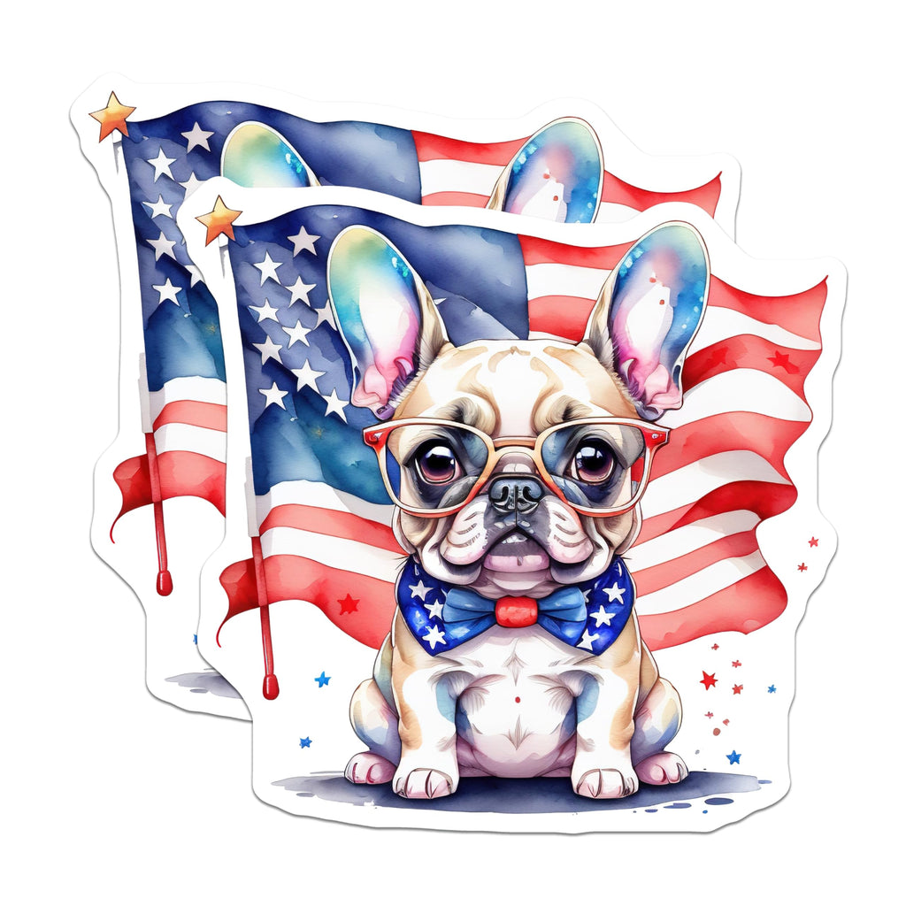 (2 Pack) Patriotic Dog Magnets - American Flag Bulldog - USA Puppy Decor - 5" On Longest Side - Premium Magnet - for Cars, Refrigerators, Toolboxes, Lockers - Made in USA - MAG15653