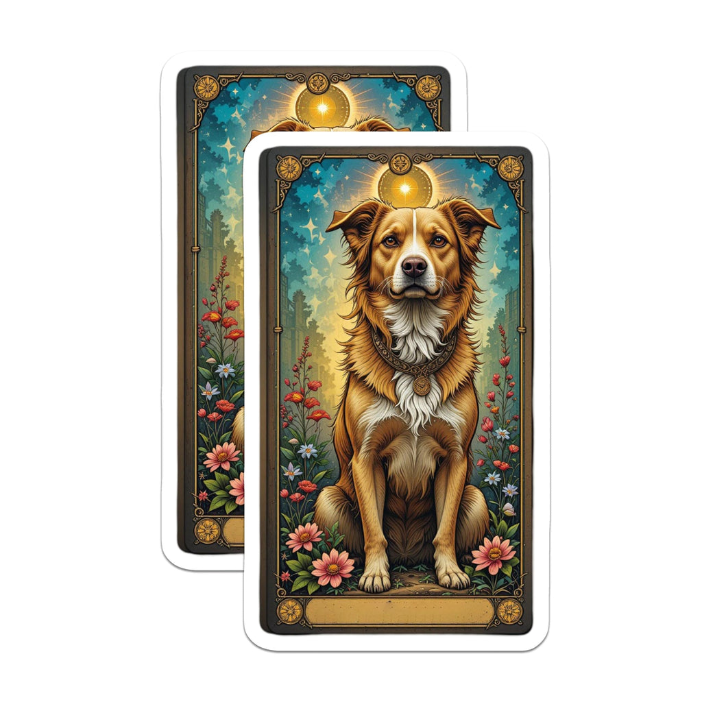 (2 Pack) Golden Retriever Tarot Magnets - Celestial Dog Art - Mystical Animal Fridge Decor - 5 Inches On Longest Side - Thick Durable Magnet - Made in USA - MAG22299