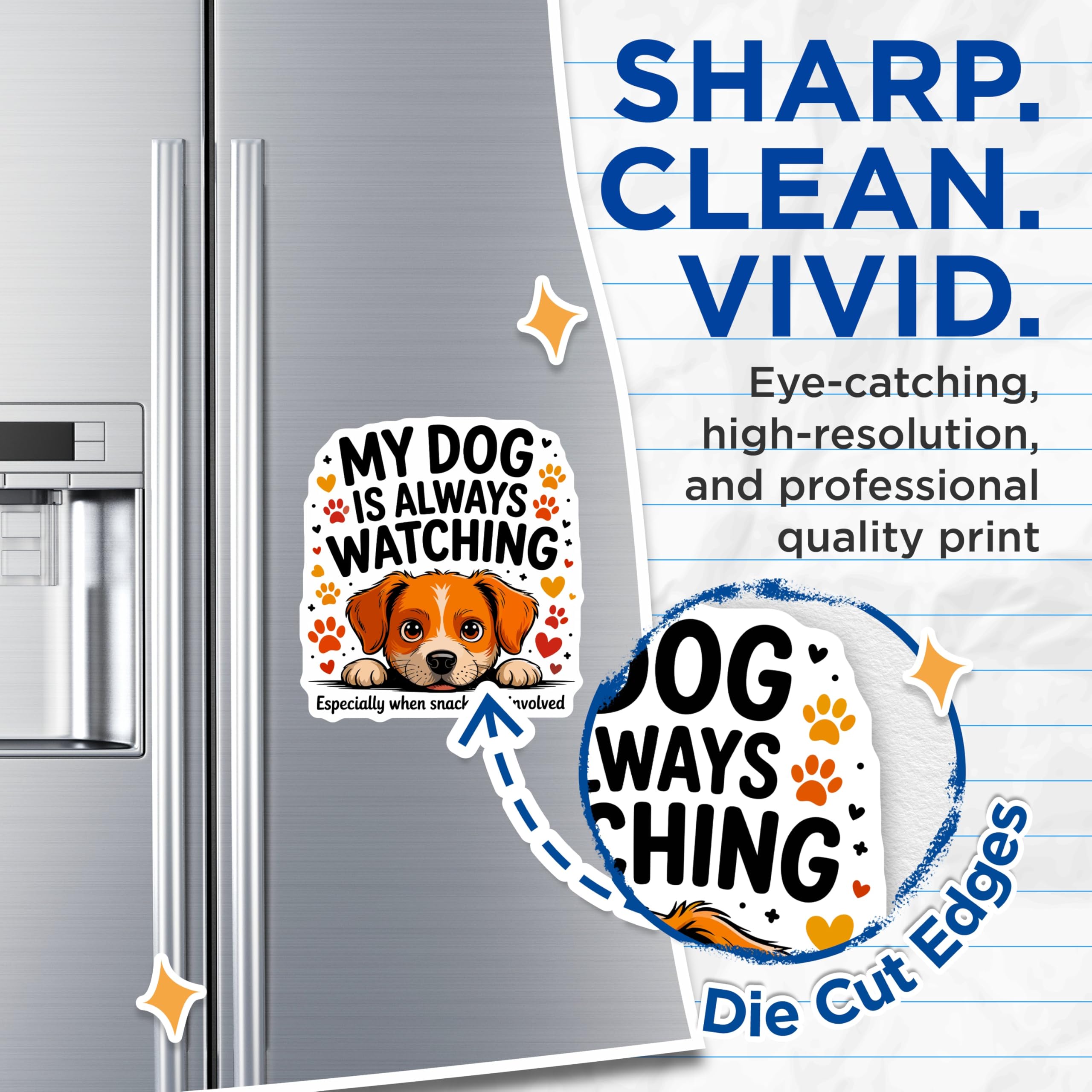 (2 Pack) Dog Watching Magnets - Funny Pet Lover Kitchen Decor - Humorous Puppy Quote - Always Watching Canine Fridge - 5 Inches On Longest Side - Thick Durable Magnet - Made in USA - MAG23813