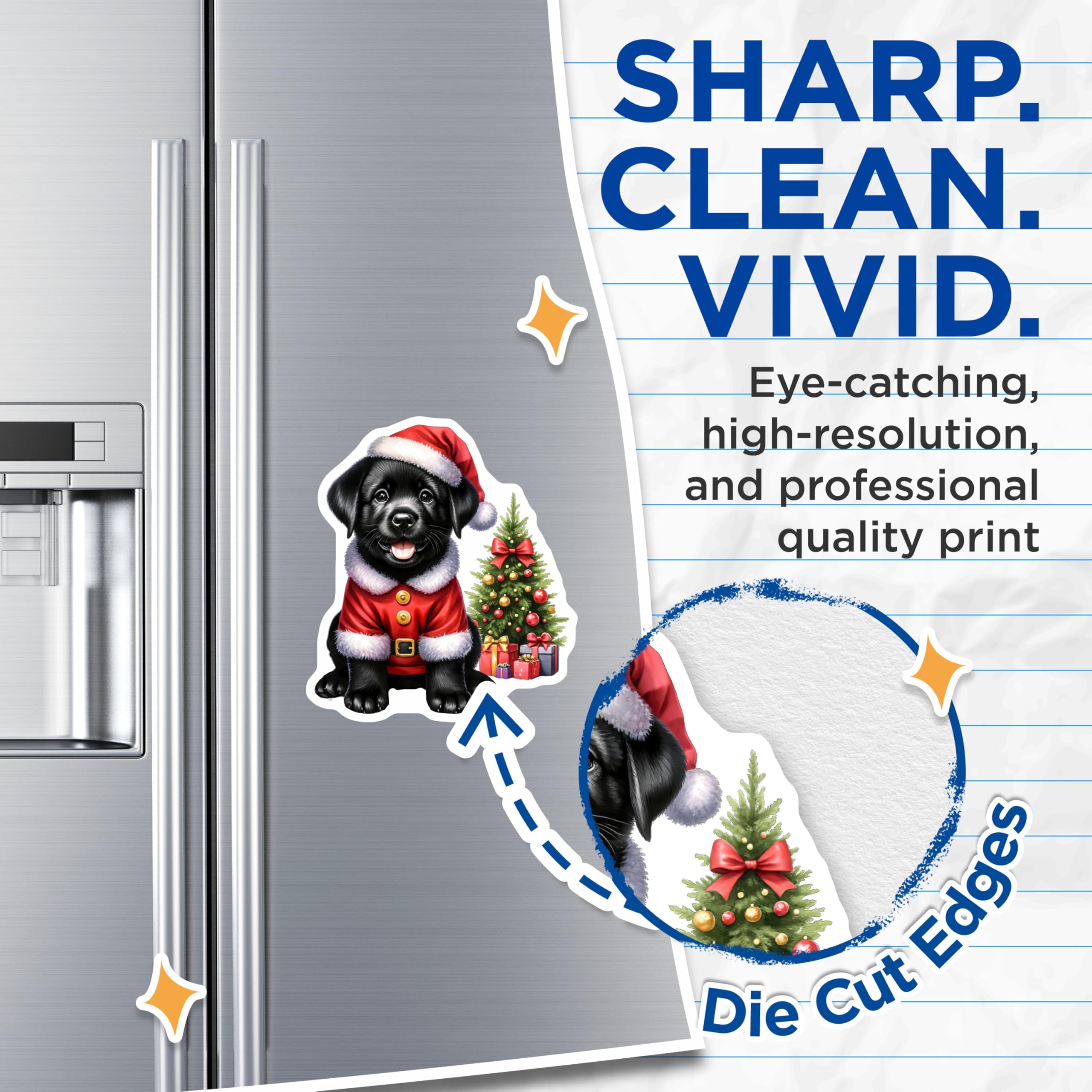 (2 Pack) Black Lab Puppy Magnets - Santa Dog Christmas Decor - Holiday Xmas Refrigerator Fun - Cute Pet Animal Lovers Accent - 5 Inches On Longest Side - Thick Durable Magnet - Made in USA - MAG24289