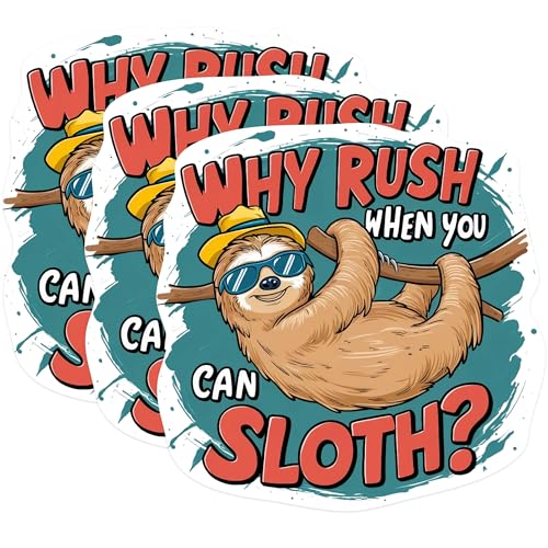 (3 Pack) Sloth Decals - Funny Animal - Laptop Decal - 3 Inches On Longest Side - Easy Peel & Apply - Made in USA - 3MCS0905