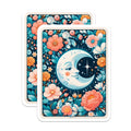 (2 Pack) Whimsical Moon Face Magnets - Celestial Floral Art Decor - Starry Night Botanical Fridge Accessories - 5 Inches On Longest Side - Thick Durable Magnet - Made in USA - MAG22302