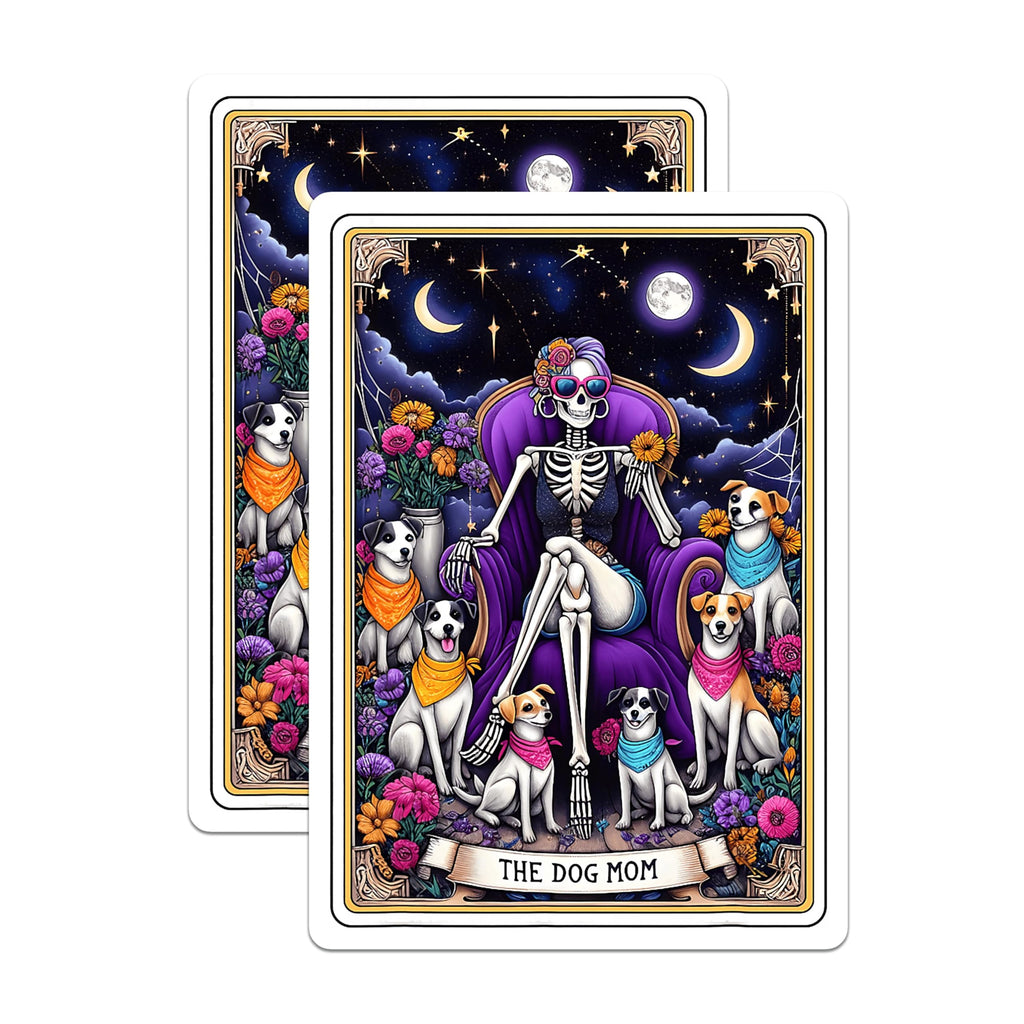 (2 Pack) Dog Mom Magnets - Skeleton Day of the Dead Art - Jack Russell Dog Lover - Whimsical Pet Owner Decor - 5 Inches On Longest Side - Thick Durable Magnet - Made in USA - MAG23507