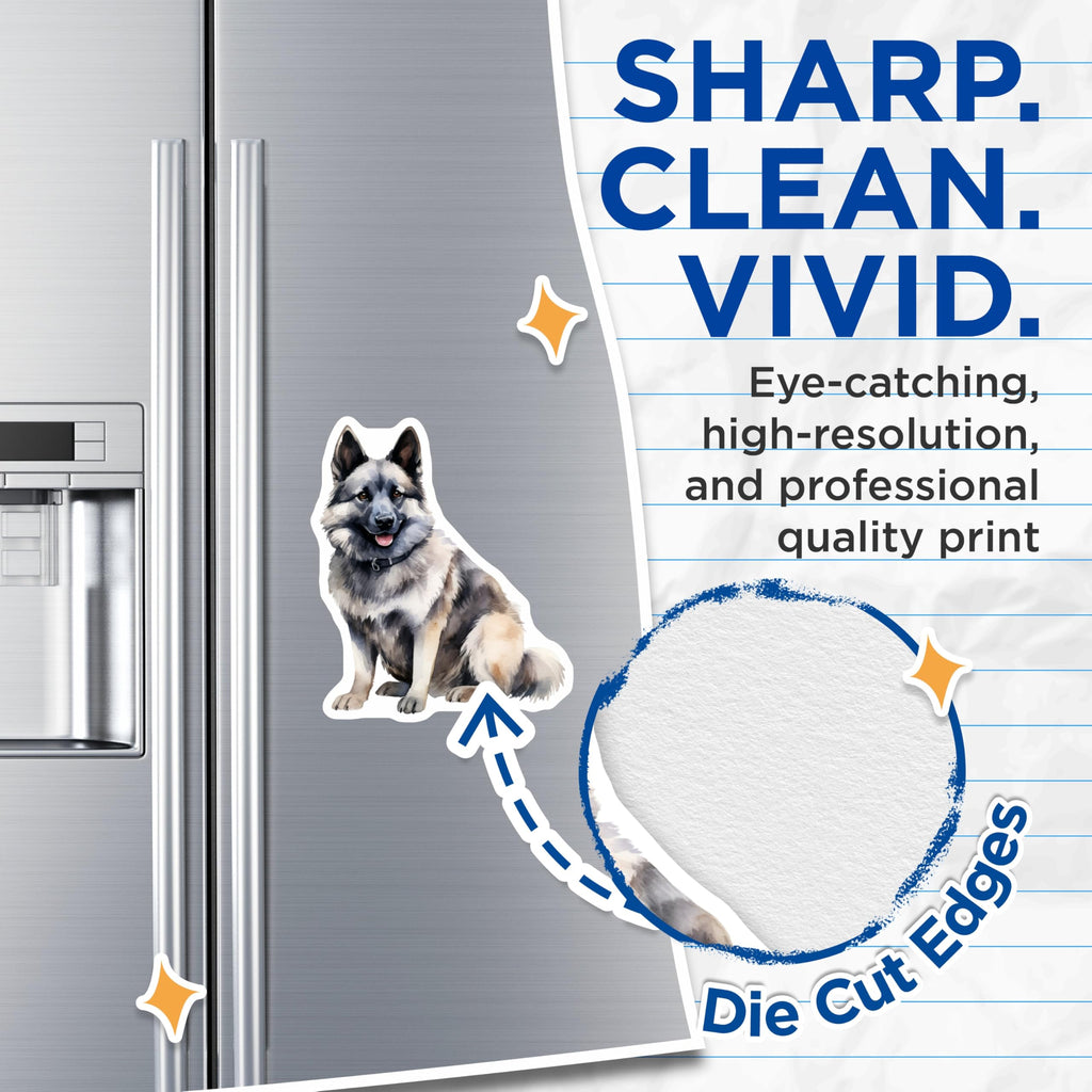 (2 Pack) Norwegian Elkhound Magnets - Dog Lover Fridge Decor - Pet Memorial Home Accessories - Animal Art for Dog Mama - 5 Inches On Longest Side - Thick Durable Magnet - Made in USA - MAG25708