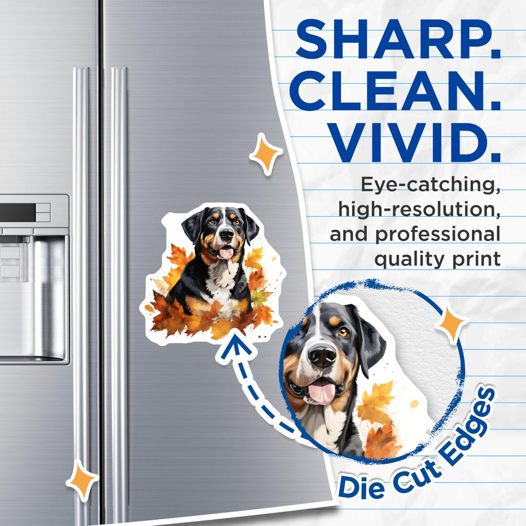 (2 Pack) Bernese Mountain Dog Magnets - Autumn Leaves Dog Art - Pet Owner Refrigerator Decor - 5 Inches On Longest Side - Thick Durable Magnet - Made in USA - MAG25039