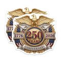 (2 Pack) 250th Anniversary US Military Magnets - American Patriotic Emblem - Historical Commemorative Item - 5 Inches On Longest Side - Thick Durable Magnet - Made in USA - MAG27901