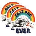 (3 Pack) Best Dad Ever Decals - Rainbow Graphic Decal - Fathers Day Decals - 3 Inches On Longest Side - Easy Peel & Apply - Made in USA - 3MCS6243