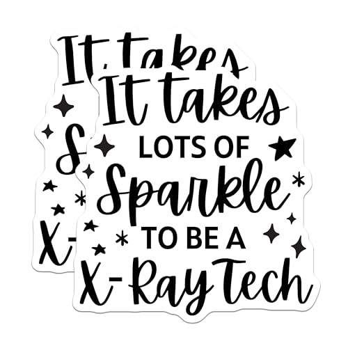 (2 Pack) Sparkle X-Ray Tech Stickers - Radiology Technician Sticker - Healthcare Worker Appreciation Stickers - 5" On Longest Side - Sticks to Smooth Flat Surfaces - Made in USA - BMCS5846