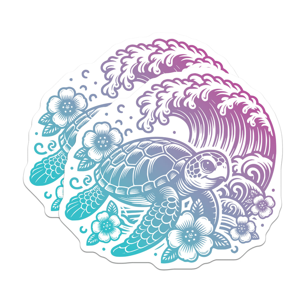 (2 Pack) Sea Turtle Ocean Waves Magnets - Hawaiian Beach Refrigerator Decor - Marine Life Art Nature Lover Souvenir - 5 Inches On Longest Side - Thick Durable Magnet - Made in USA - MAG37975