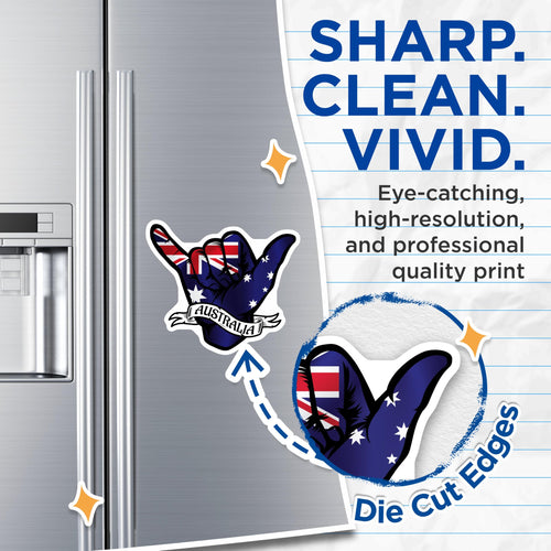 (2 Pack) Australia Hang Loose Magnets - Australian Flag Shaka - Souvenir Novelty - 5" On Longest Side - Premium Magnet - for Cars, Refrigerators, Toolboxes, Lockers - Made in USA - MAG18060