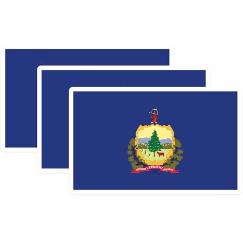 (3 Pack) Vermont Flag Decals - US State Seal - Laptop Decals - 3 Inches On Longest Side - Easy Peel & Apply - Made in USA - 3MCS0217