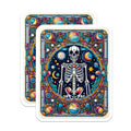 (2 Pack) Stained Glass Skeleton Magnets - Cosmic Universe Art - Mystical Skull Decor - Vibrant Celestial Accent Magnet - 5 Inches On Longest Side - Thick Durable Magnet - Made in USA - MAG22561