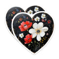 (2 Pack) Heart Floral Magnets - Rustic Farmhouse Decor - Moody Flower Art - Fridge Locker Accents - 5 Inches On Longest Side - Thick Durable Magnet - Made in USA - MAG36649