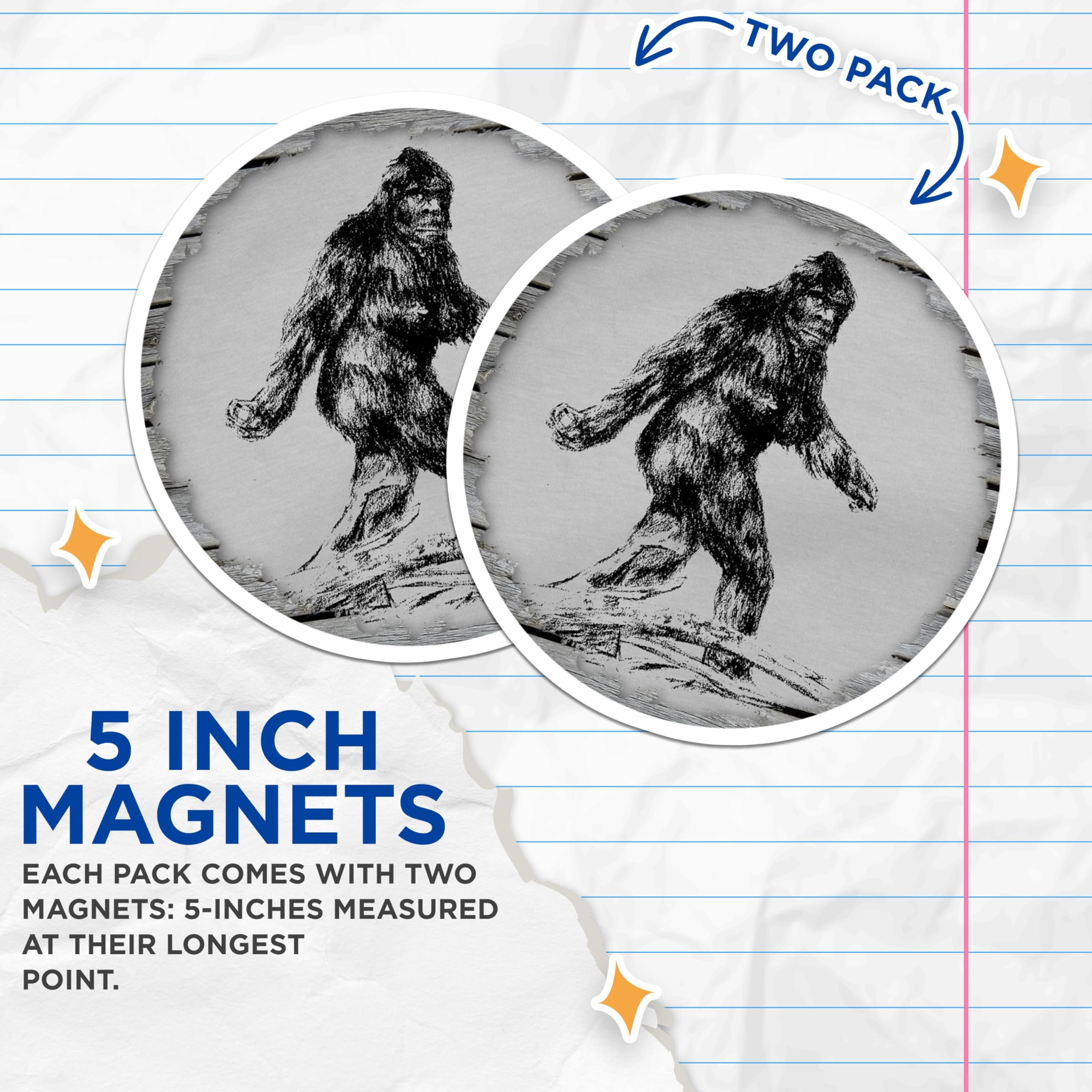 (2 Pack) Bigfoot Magnets - Sasquatch Cryptozoology Decor - Paranormal Fan - Wilderness Camper - 5 Inches On Longest Side - Thick Durable Magnet - Made in USA - MAG26493