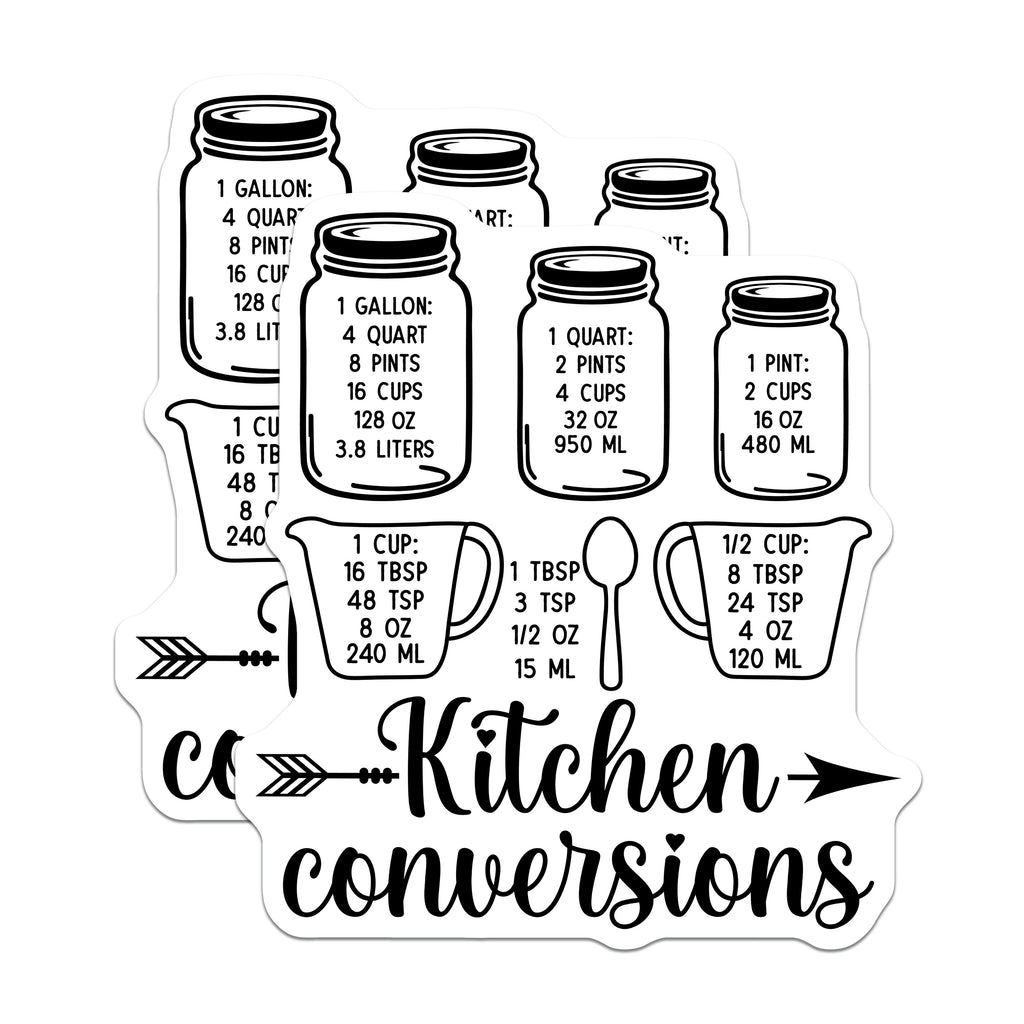 (2 Pack) Kitchen Conversions Magnets - Baking Measurement Chart - Cooking Guide Fridge Decor - 5 Inches On Longest Side - Thick Durable Magnet - Made in USA - MAG37373