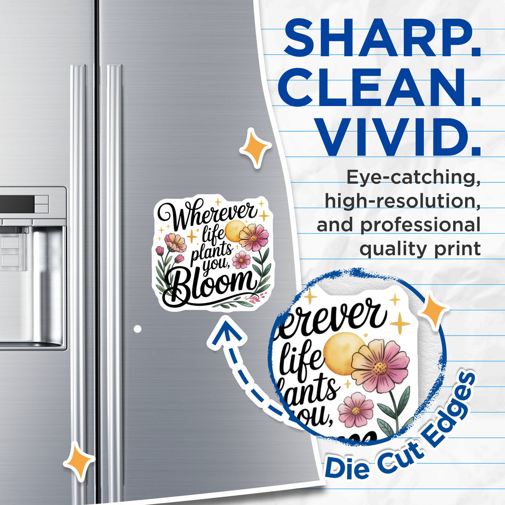 (2 Pack) Inspirational Quote Magnets - Wherever Life Blooms - Positive Affirmation Decor - 5 Inches On Longest Side - Thick Durable Magnet - Made in USA - MAG39302