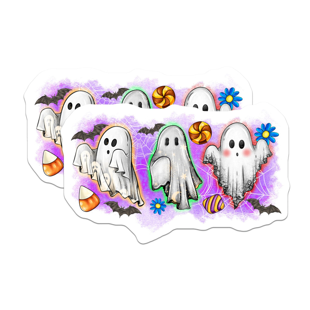 (2 Pack) Cute Halloween Ghost Magnets - Spooky Kawaii Decor - Refrigerator Locker Kitchen Magnets - 5 Inches On Longest Side - Thick Durable Magnet - Made in USA - MAG29116