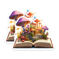(2 Pack) Fantasy Mushroom Story Magnets - Enchanted Book Nook Decor - Whimsical Fairytale Scene - 5 Inches On Longest Side - Thick Durable Magnet - Made in USA - MAG38950