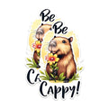 (2 Pack) Capybara Be Happy Stickers - Cute Animal Stickers - Inspirational Quote Stickers - 5" On Longest Side - Sticks to Any Smooth Flat Surface - Made in USA - BMCS2671