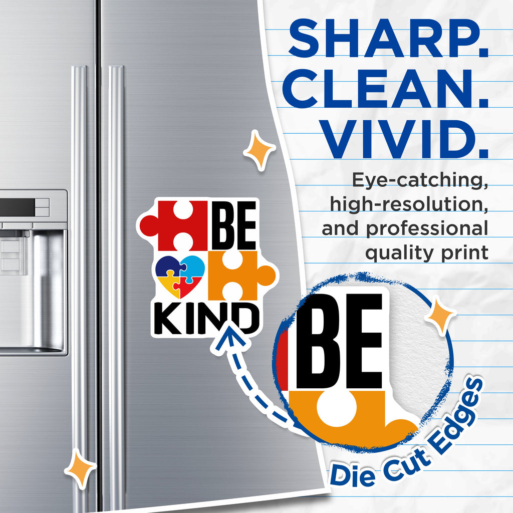 (2 Pack) Autism Awareness Magnets - Be Kind Puzzle Piece Heart - Neurodiversity Acceptance for Mom Teacher - 5 Inches On Longest Side - Thick Durable Magnet - Made in USA - MAG39399