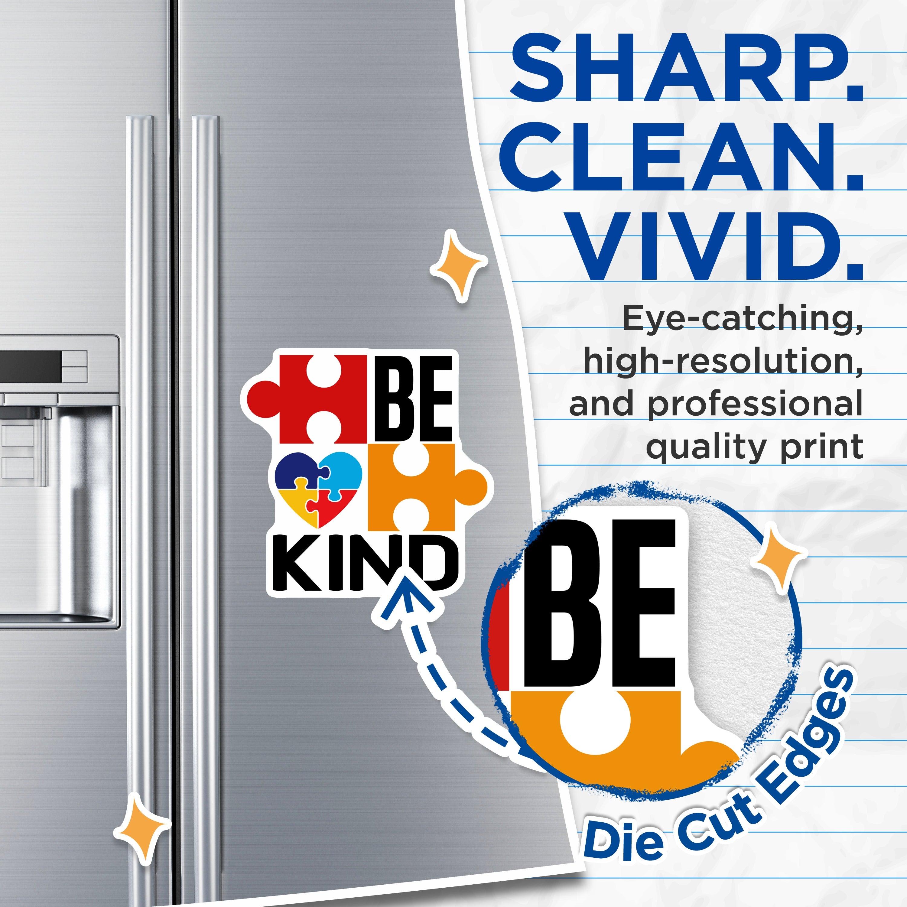 (2 Pack) Autism Awareness Magnets - Be Kind Puzzle Piece Heart - Neurodiversity Acceptance for Mom Teacher - 5 Inches On Longest Side - Thick Durable Magnet - Made in USA - MAG39399