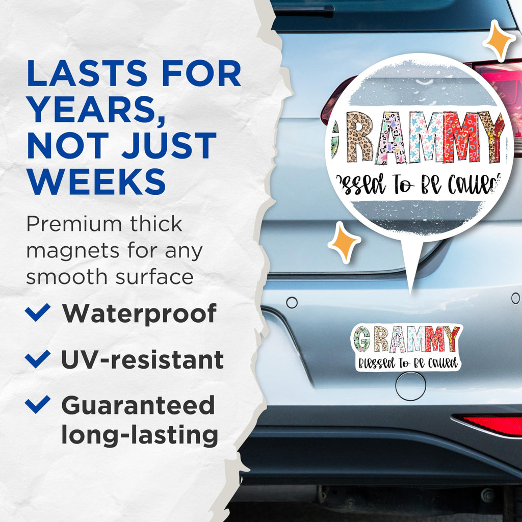 (2 Pack) Grammy Blessed Magnets - Grandmother Grandma - Granny Decor - Grandma Saying - 5" On Longest Side - Premium Magnet - for Cars, Refrigerators, Toolboxes, Lockers - Made in USA - MAG14065