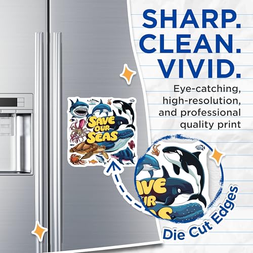 (2 Pack) Save Our Seas Magnets - Ocean Life Magnets - Marine Wildlife Magnets - 5" On Longest Side - for Cars, Fridges, Toolboxes - Made in USA - MAG4557