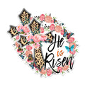 (2 Pack) Christian Faith Stickers - He is Risen Cross Stickers - Religious Inspirational Stickers - 5" On Longest Side - Sticks to Any Smooth Flat Surface - Made in USA - BMCS3031
