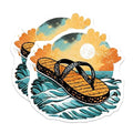 (2 Pack) Summer Beach Vibes Stickers - Flip Flop Art - 5" On Longest Side - Sticks to Smooth Flat Surfaces - Made in USA - BMCS9310 - BMCS9310